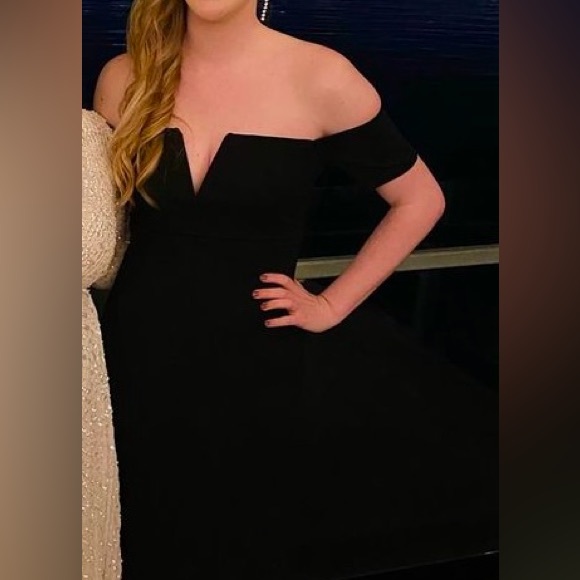 Lulu's Lynne Black Off-the-Shoulder Maxi Dress Formal Black Tie Size Small - Picture 4 of 13